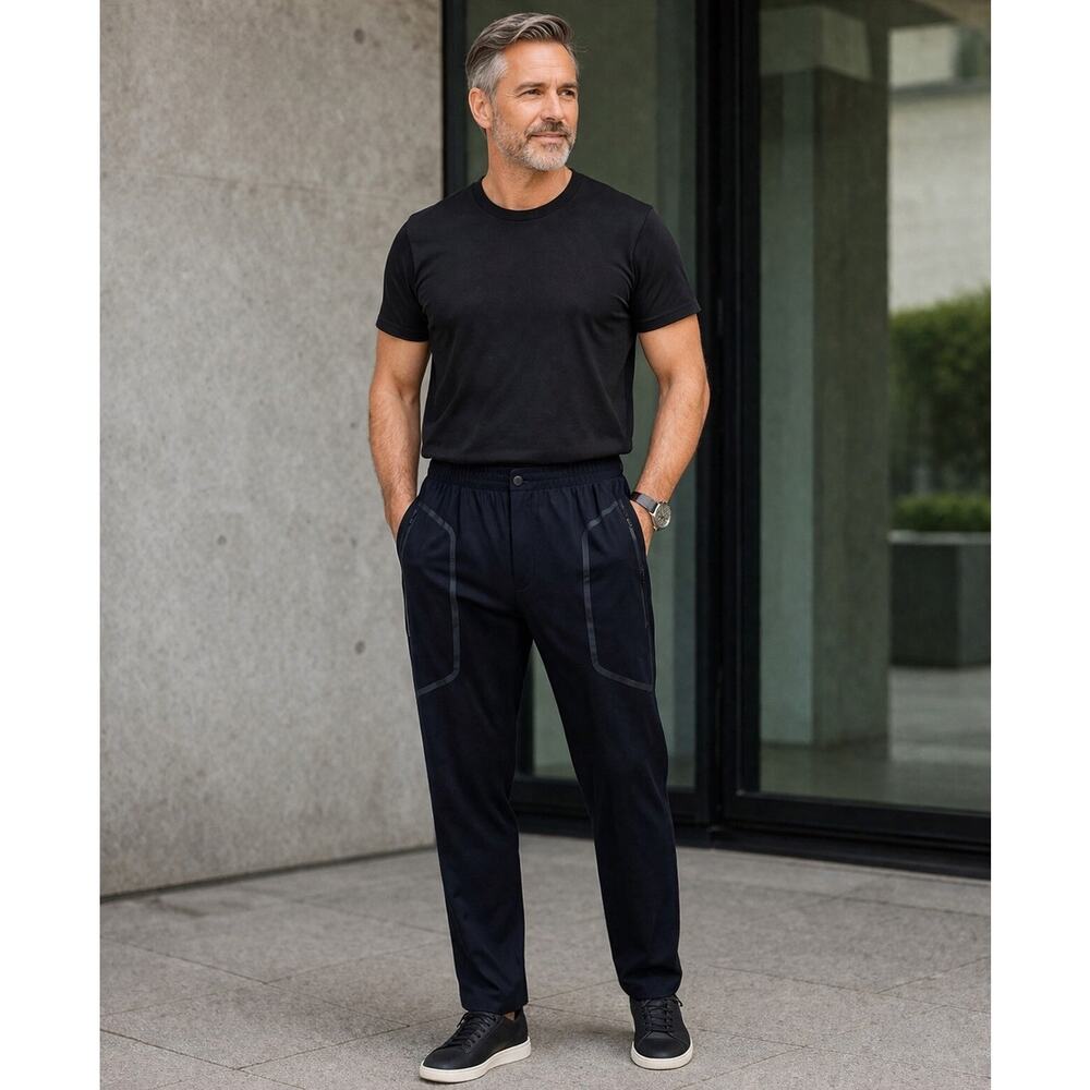 Paskho Wild Long Haul Black Pants Commuter Travel Hybrid Stretch Mens Large
